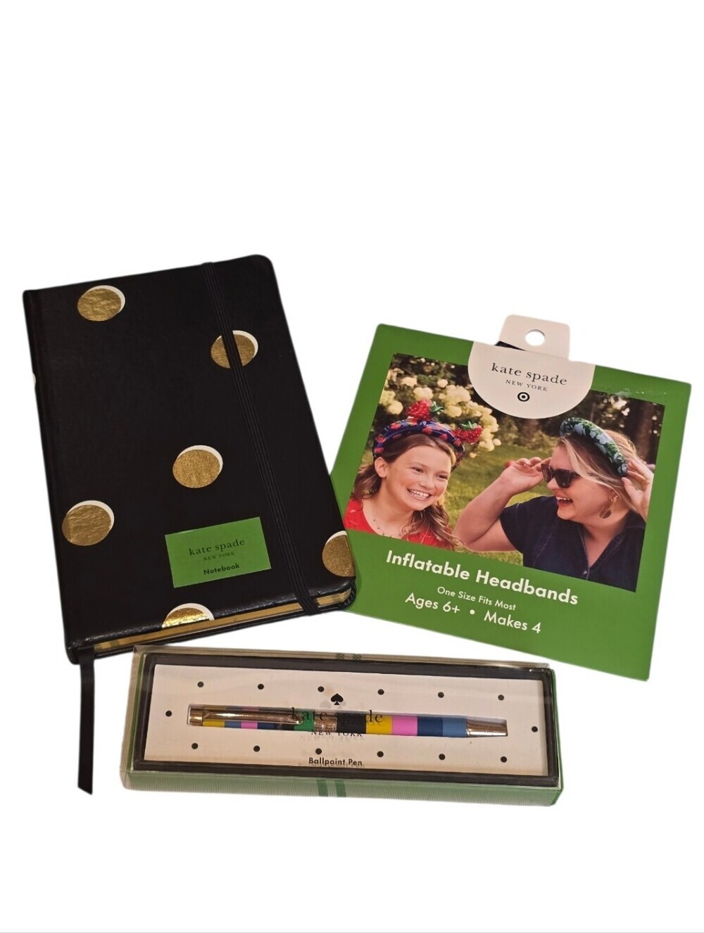 Kate Spade Journal Notebook Ballpoint Ink Pen Headband 3 Piece Bundle
